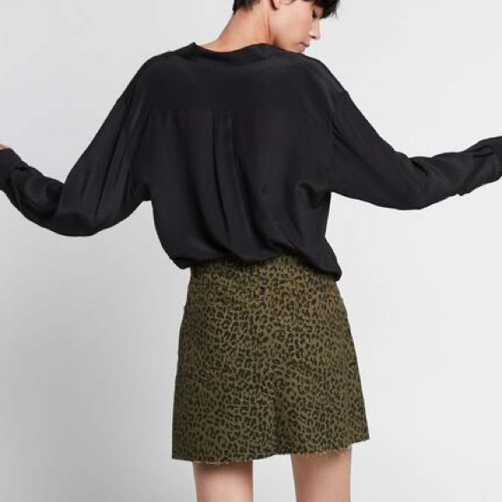 Zarakhaki Leopard Print Denim Skirt - image 3